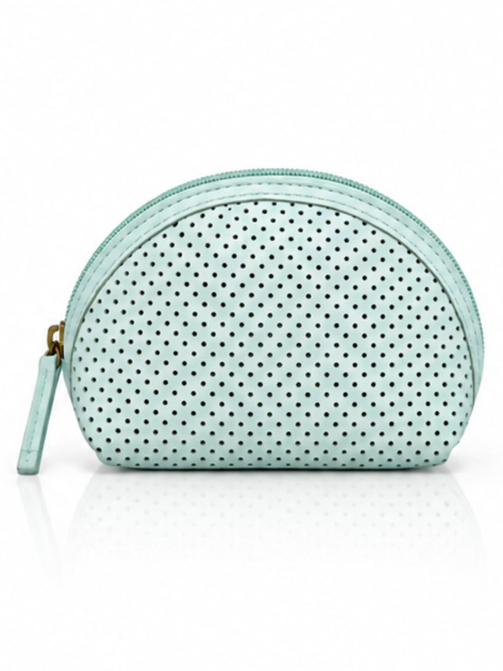 LATICO Leather Domed Perforated Cosmetic Case Pouch Blue Mini